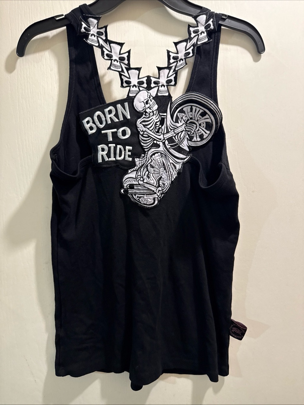 Born to Ride Black Graphic Racerback Tank Top Rockabilly